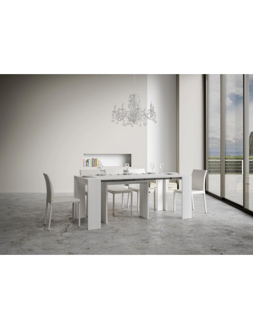 imagem de Mesa consola extensível 90x42/198 cm Mia Small Cinza Branca3