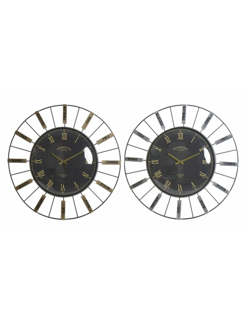 DKD Home Decor - Relógio de Parede DKD Home Decor Cristal Prateado Preto Dourado Ferro 70 x 7 x 70 cm (2 Unidades)