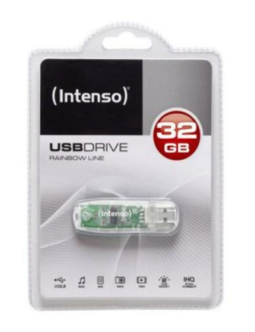 Intenso - Memória USB INTENSO Rainbow Line 32 GB Transparente 32 GB Memória USB