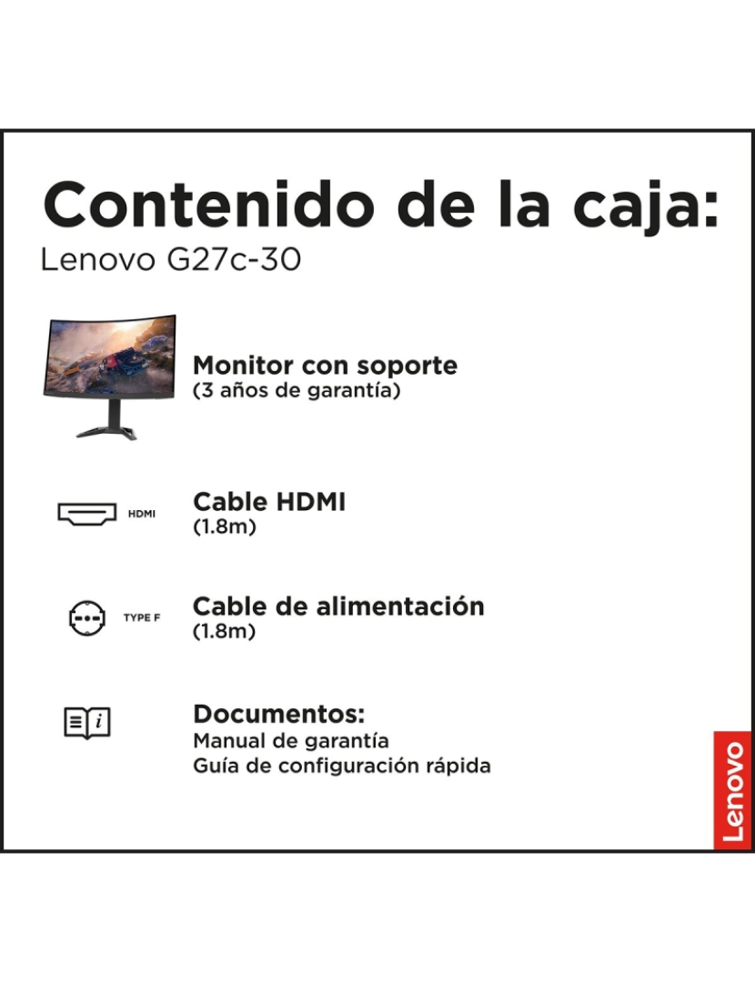 imagem de Monitor Lenovo G27C 30 LED AMD FreeSync 165 Hz2