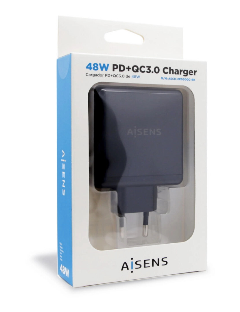 imagem de Carregador USB Parede Aisens PD 3.0 USB-C 48 W Preto2