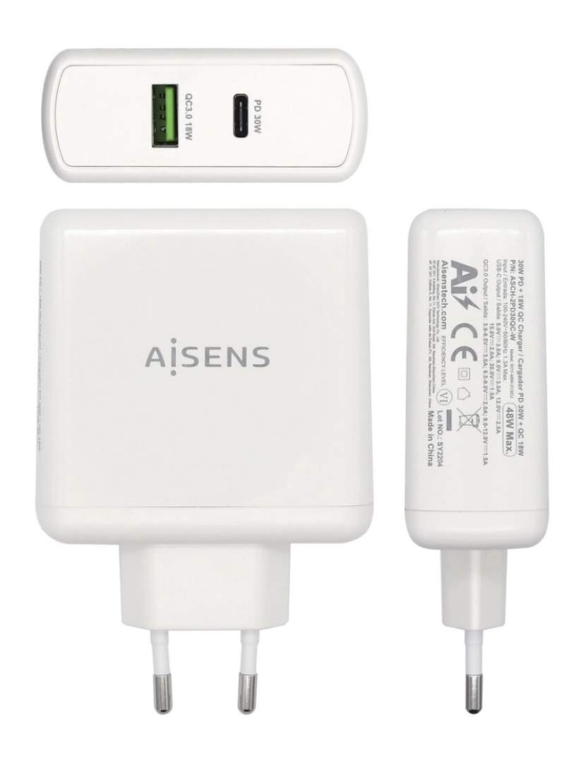 imagem de Carregador USB Parede Aisens PD 3.0 USB-C 48 W Branco3