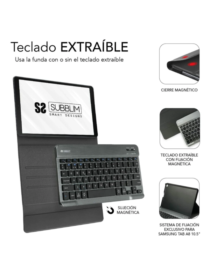 imagem de Capa para Tablet e Teclado Subblim Samsung Galaxy A8 Preto5