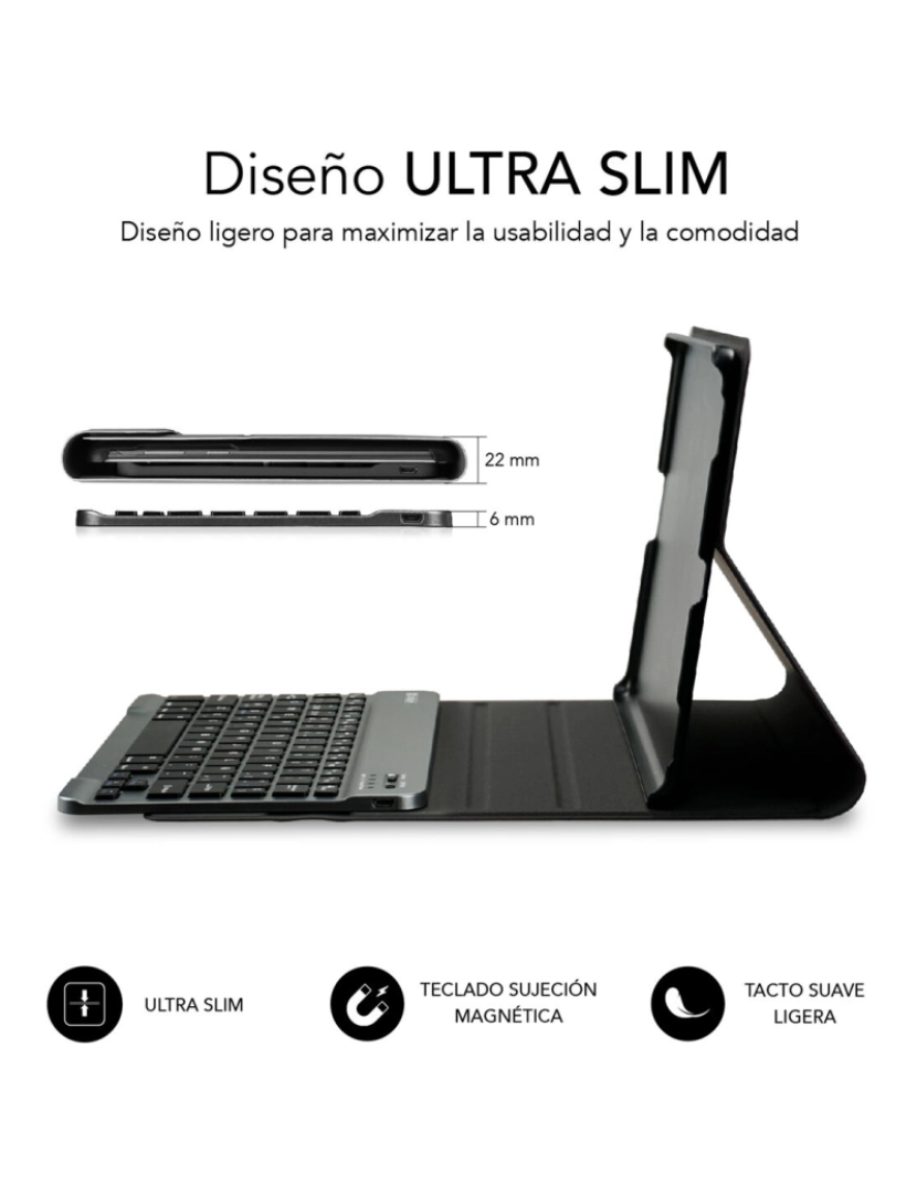 imagem de Capa para Tablet e Teclado Subblim LENOVO TAB M10 PLUS 3ª GEN Preto 10,6"2