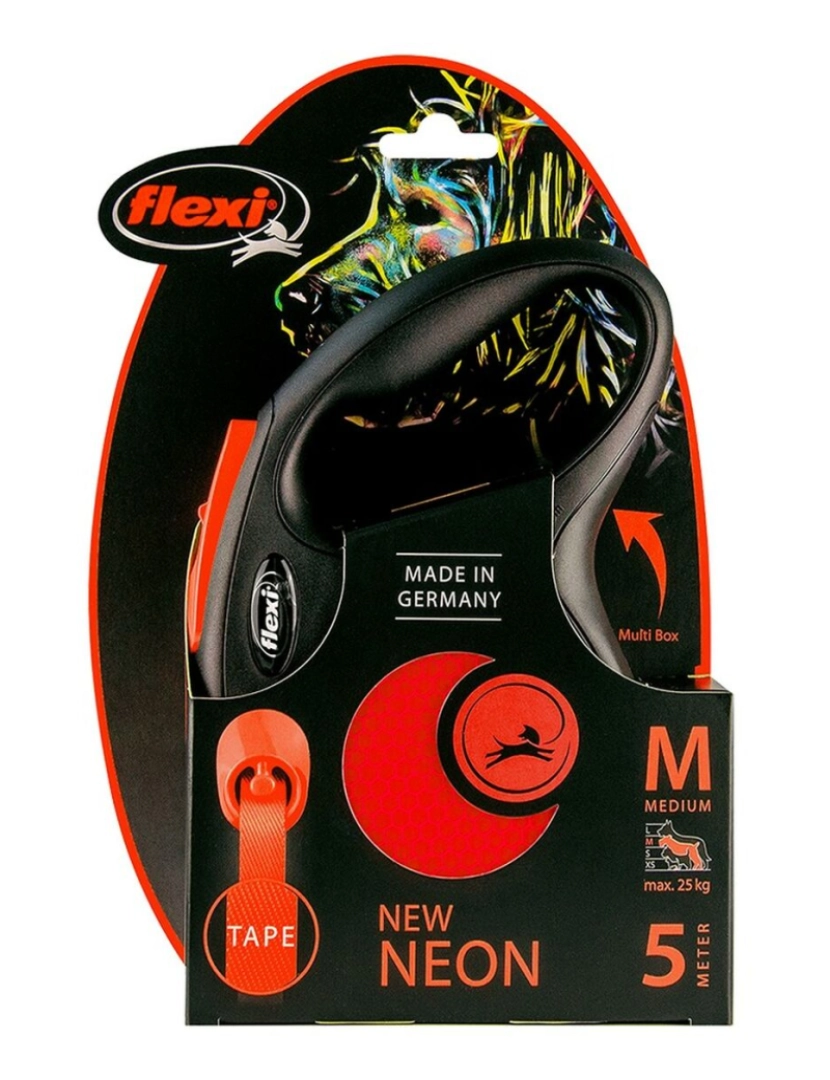 imagem de Trela para Cães Flexi NEW NEON 5 m Laranja Tamanho M2