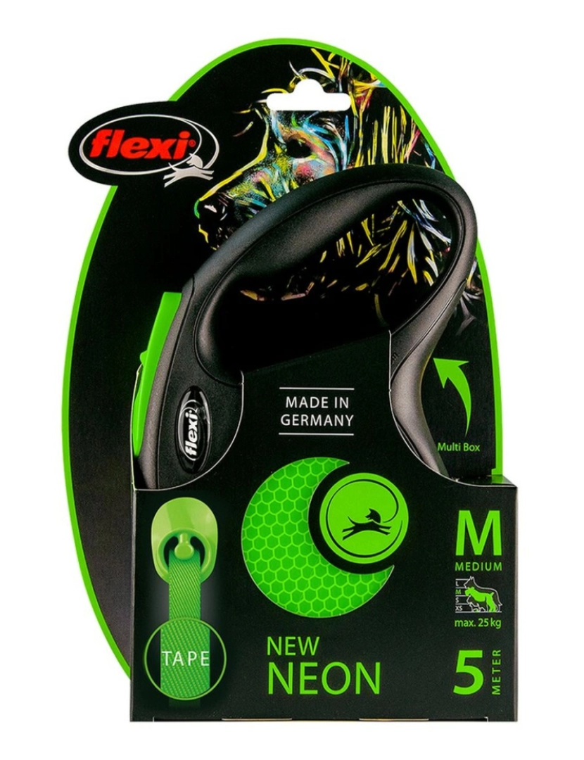 imagem de Trela para Cães Flexi NEW NEON 5 m Tamanho M Verde2