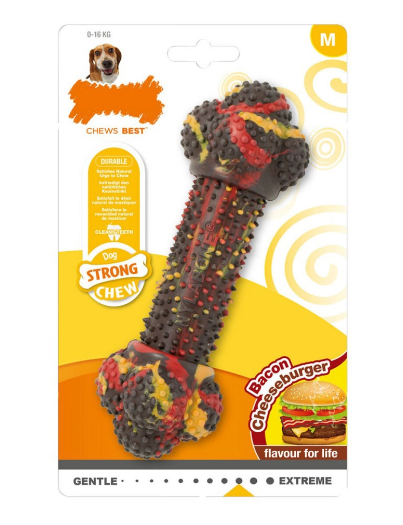 Nylabone - Mordedor para cão Nylabone Strong Chew Bacon Queijo Hambúrguer Borracha Tamanho M