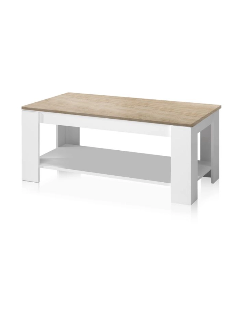 imagem de Mesa de centro elevatória Lya Blanco Artik (Blanco Mate) - Roble Canadian 102 x 54 x cm4