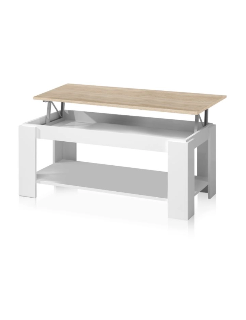 imagem de Mesa de centro elevatória Lya Blanco Artik (Blanco Mate) - Roble Canadian 102 x 54 x cm5