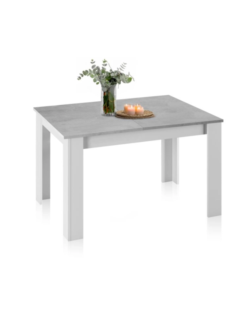 Duehome - Mesa de comedor Danna Blanco Artik (Blanco Mate) - Gris Cemento 190 x 78 x cm