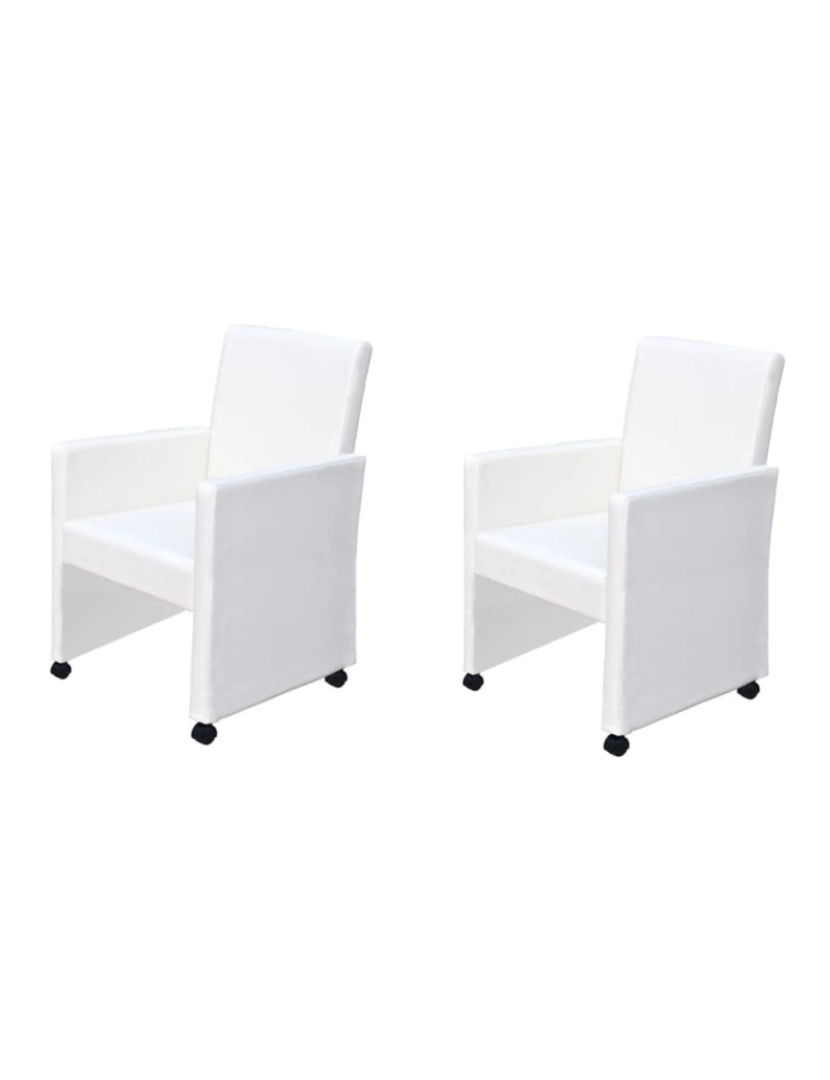 imagem de vidaXL Cadeiras de jantar 2 pcs couro artificial branco1