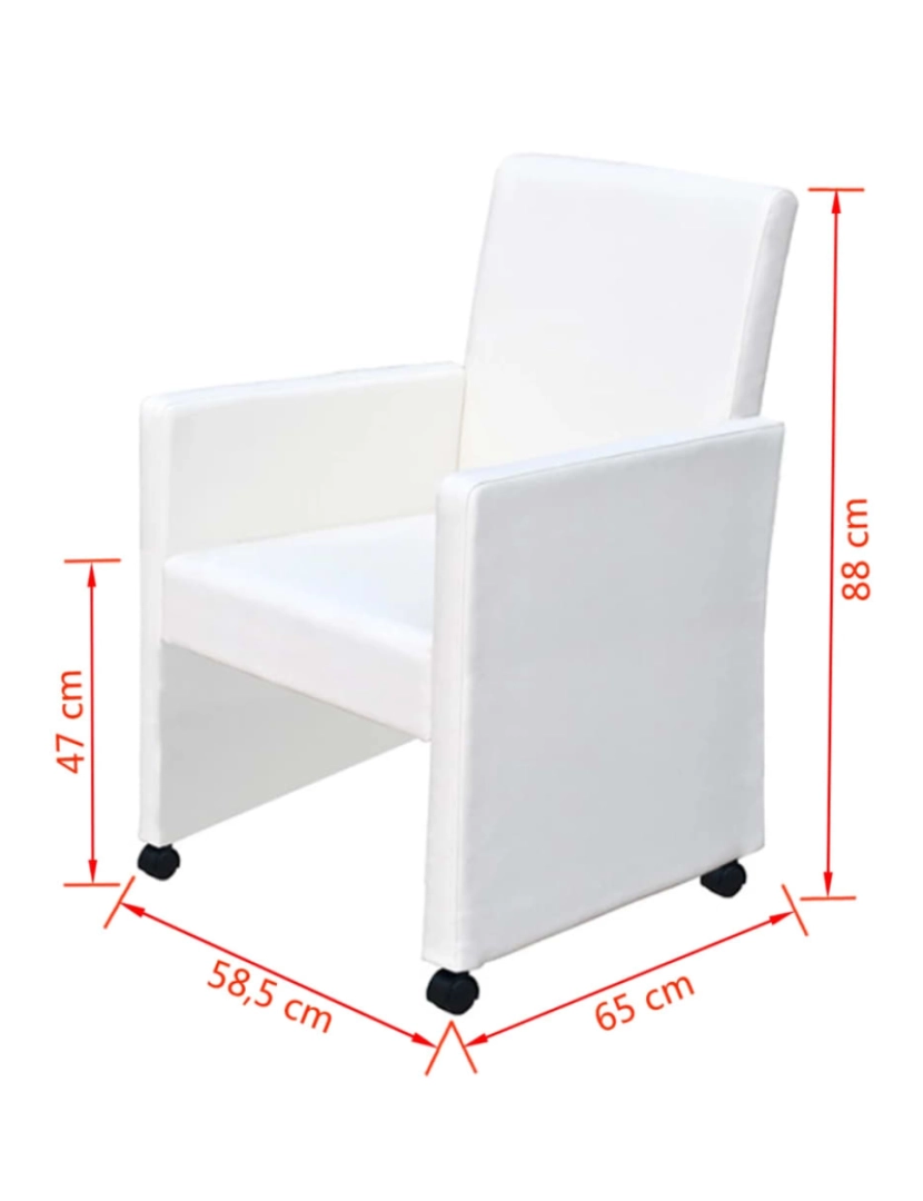 imagem de vidaXL Cadeiras de jantar 2 pcs couro artificial branco10