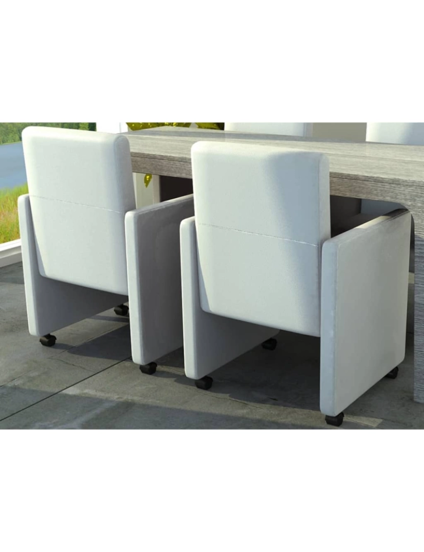 imagem de vidaXL Cadeiras de jantar 2 pcs couro artificial branco2