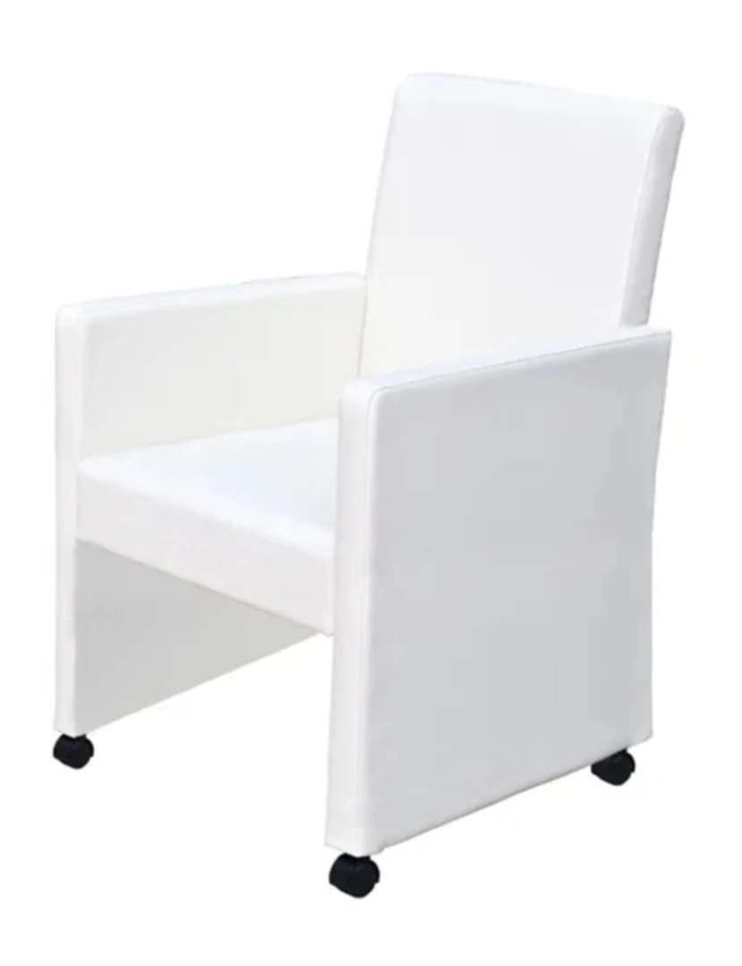 imagem de vidaXL Cadeiras de jantar 2 pcs couro artificial branco4