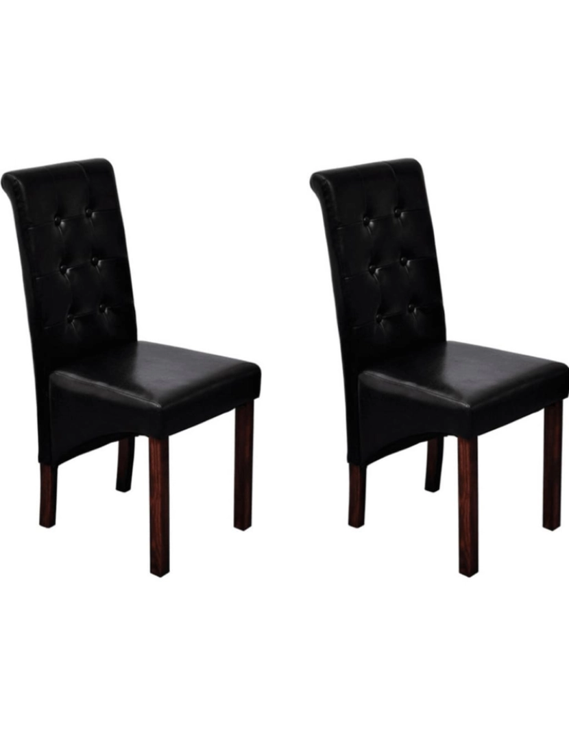 imagem de vidaXL Cadeiras de jantar 2 pcs couro artificial preto8