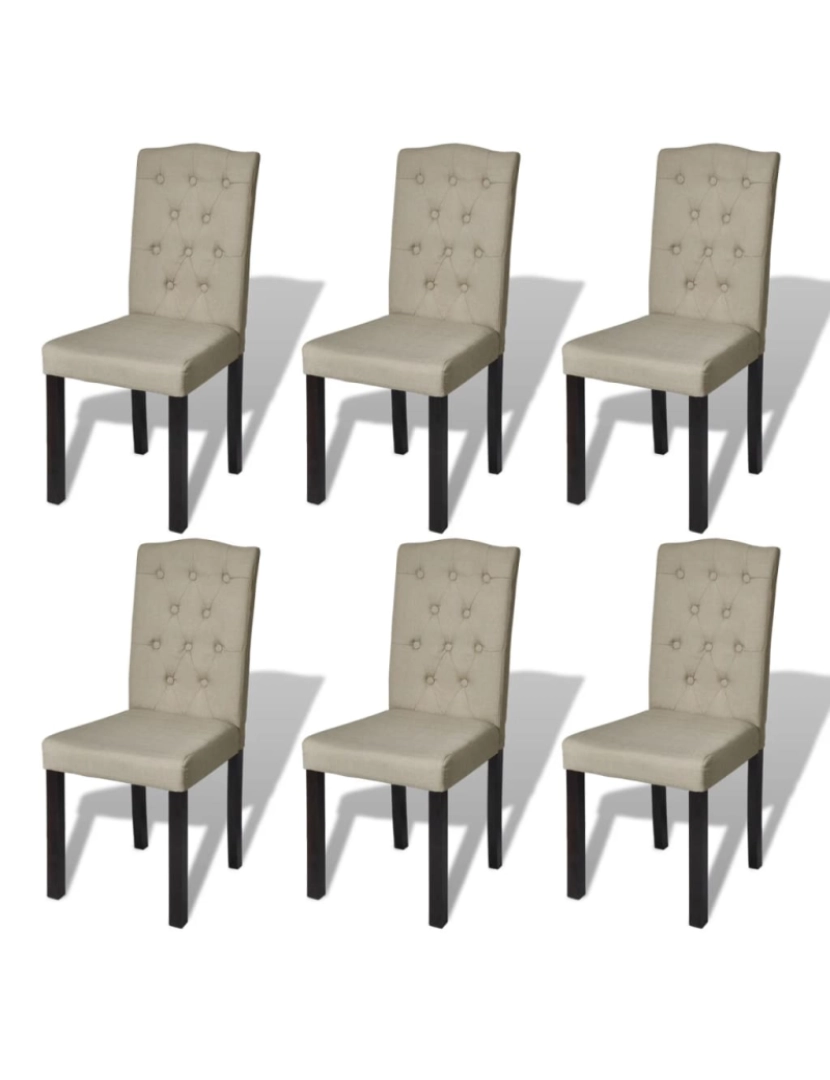 imagem de vidaXL Cadeiras de jantar 6 pcs tecido cor camel1