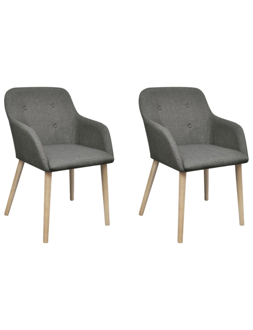 imagem de vidaXL Cadeiras jantar 2 pcs tecido cinzento-claro e carvalho maciço2