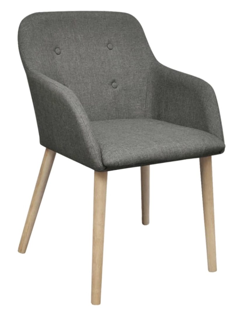 imagem de vidaXL Cadeiras jantar 2 pcs tecido cinzento-claro e carvalho maciço3