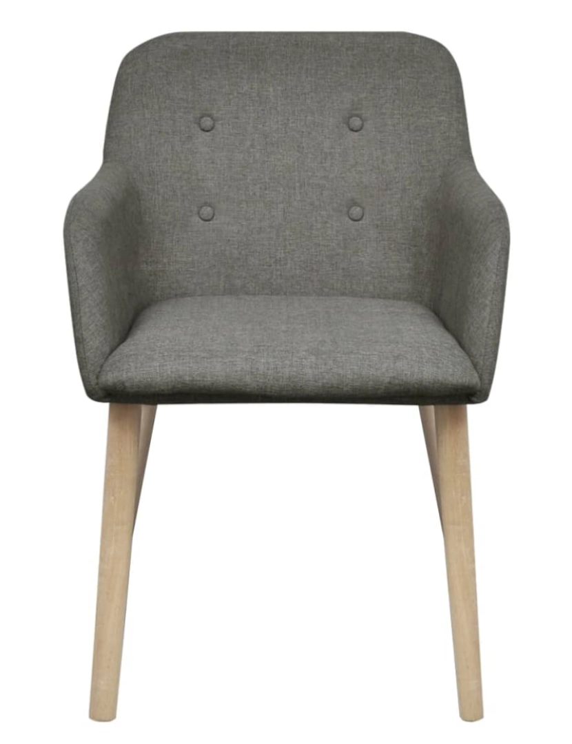 imagem de vidaXL Cadeiras jantar 2 pcs tecido cinzento-claro e carvalho maciço4