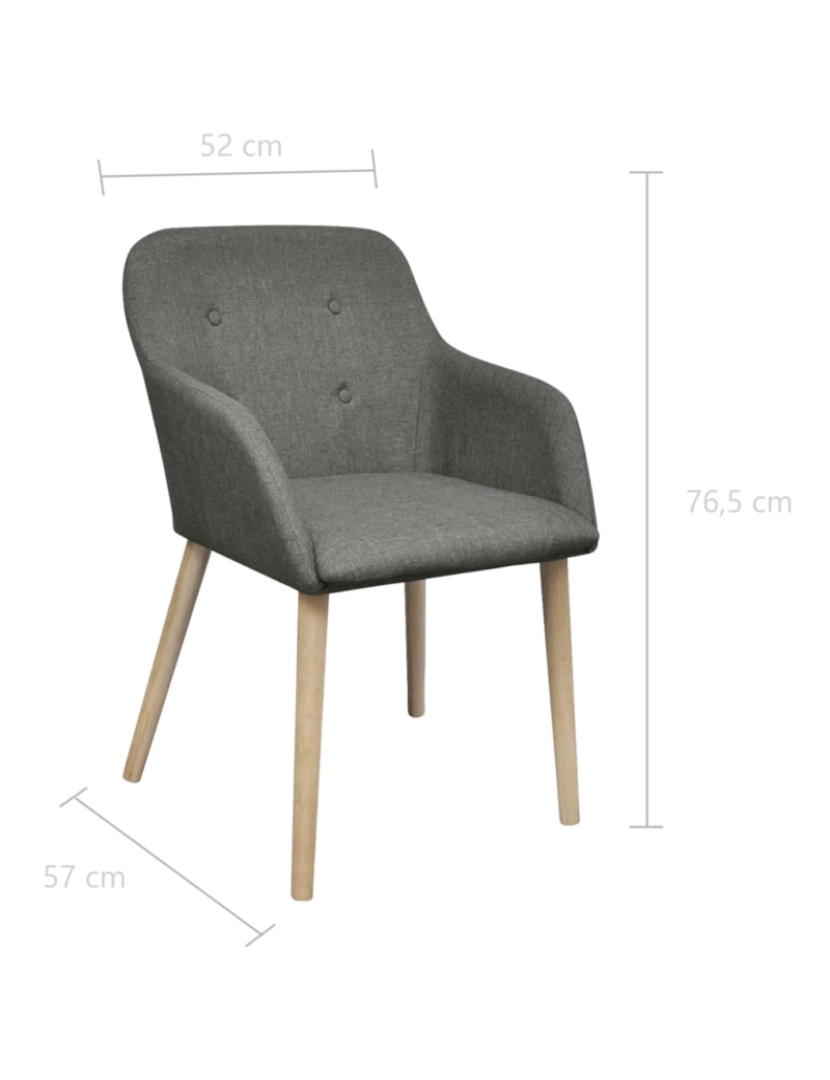 imagem de vidaXL Cadeiras jantar 2 pcs tecido cinzento-claro e carvalho maciço7