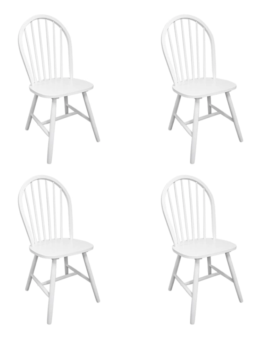 imagem de vidaXL Cadeiras de jantar 4 pcs seringueira maciça branco1