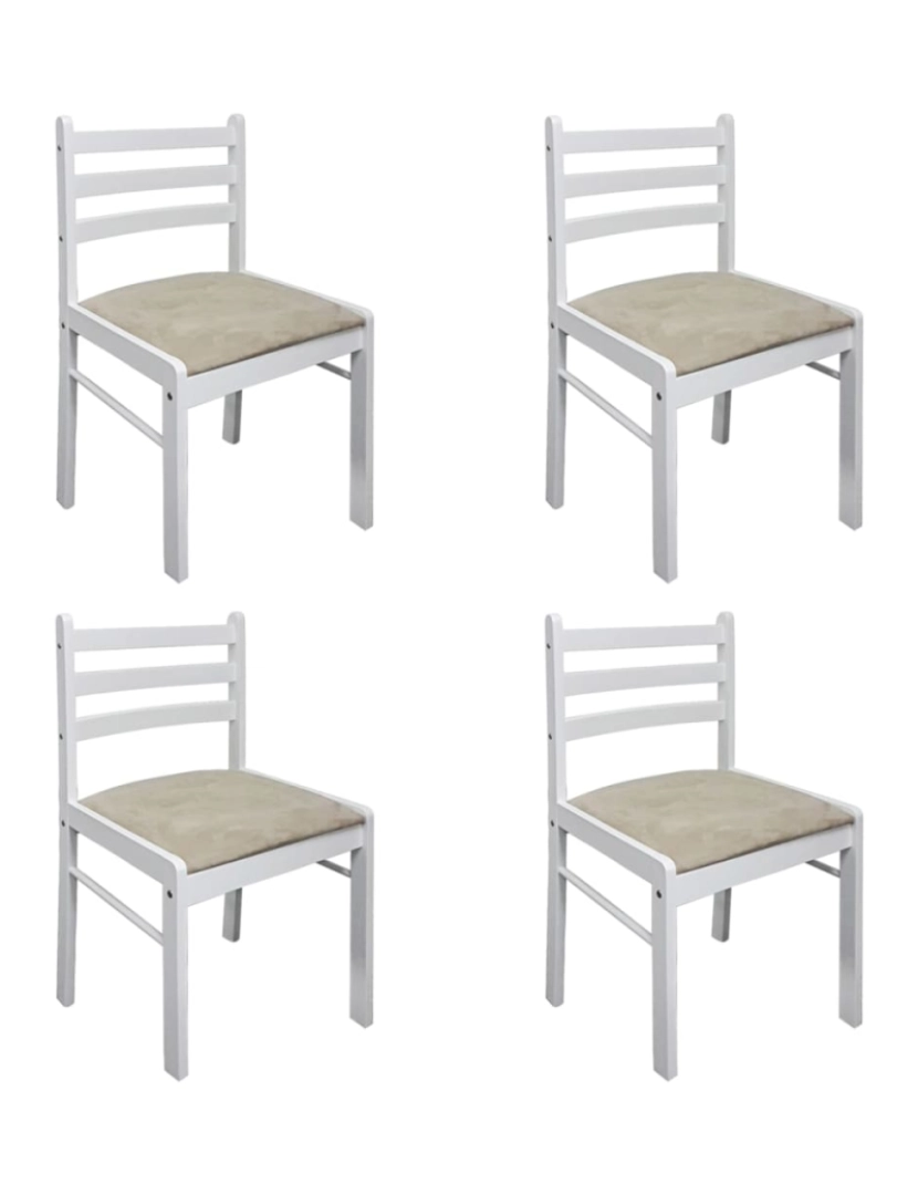 Vidaxl - vidaXL Cadeiras de jantar 4 pcs seringueira maciça e veludo branco