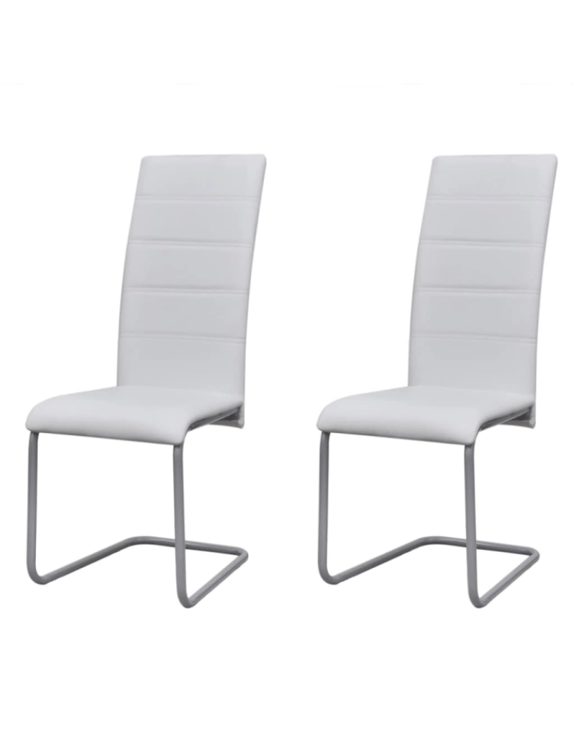 Vidaxl - vidaXL Cadeiras de jantar cantilever 2 pcs couro artificial branco