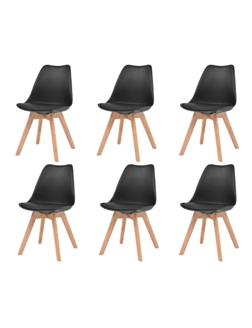 imagem de vidaXL Cadeiras de jantar 6 pcs plástico preto1