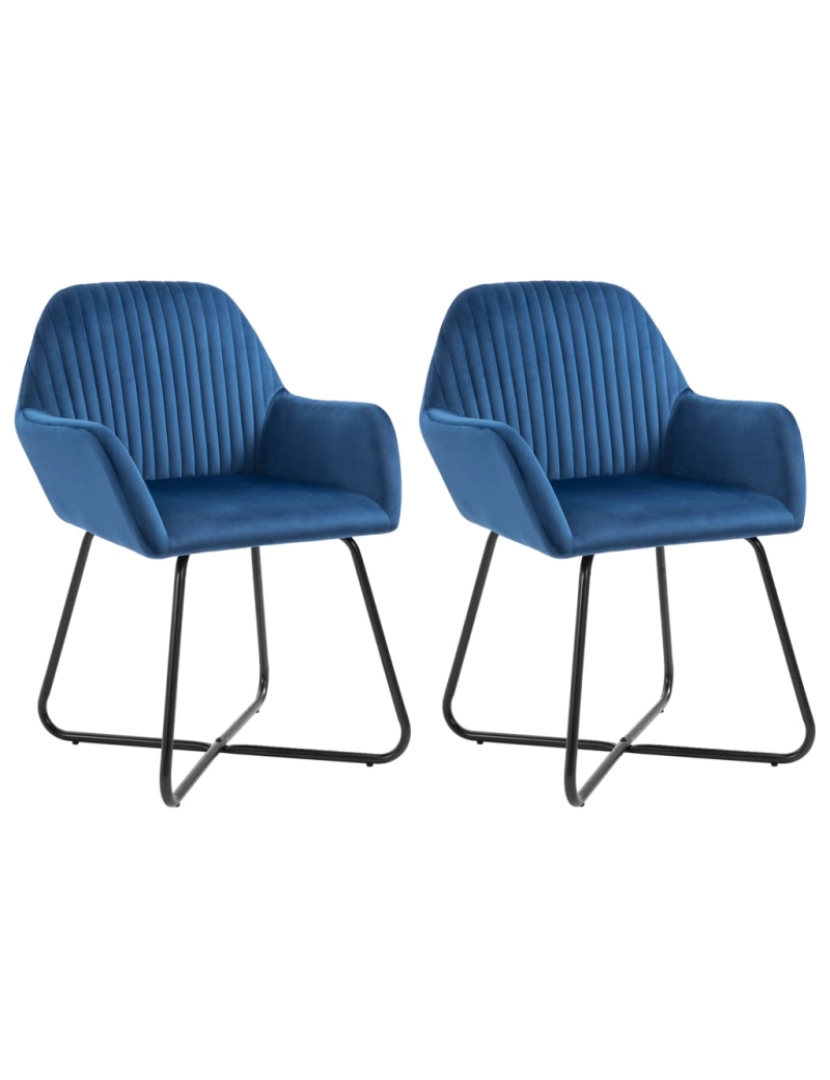 imagem de vidaXL Cadeiras de jantar 2 pcs veludo azul1