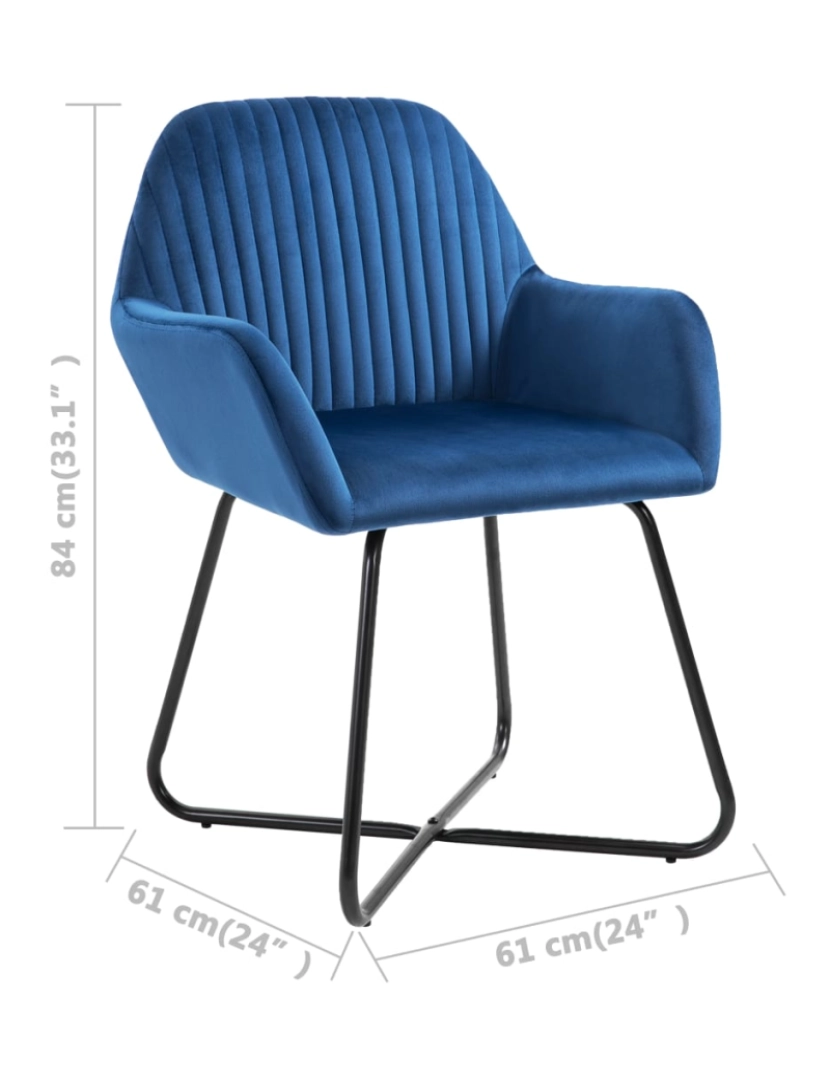 imagem de vidaXL Cadeiras de jantar 2 pcs veludo azul9