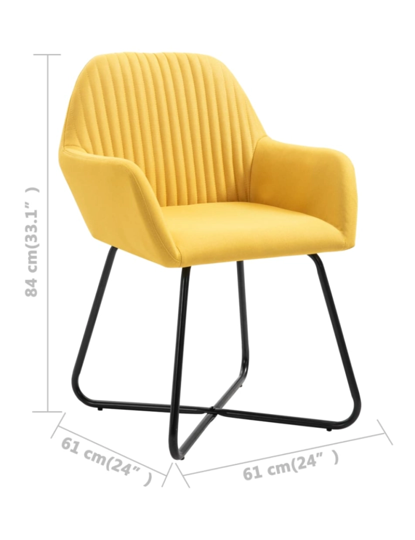 imagem de vidaXL Cadeiras de jantar 2 pcs tecido amarelo9