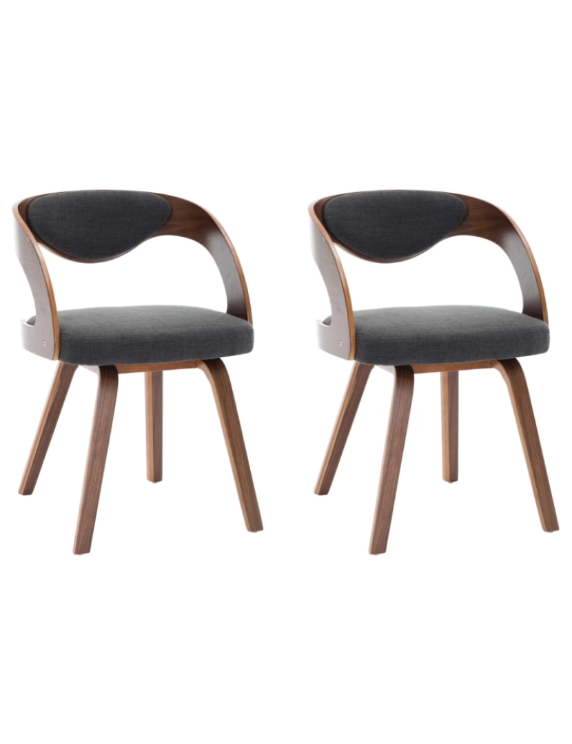 imagem de vidaXL Cadeiras jantar 2 pcs madeira curvada e tecido cinzento-escuro1
