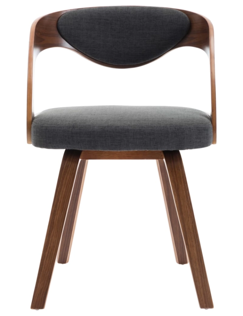 imagem de vidaXL Cadeiras jantar 2 pcs madeira curvada e tecido cinzento-escuro4