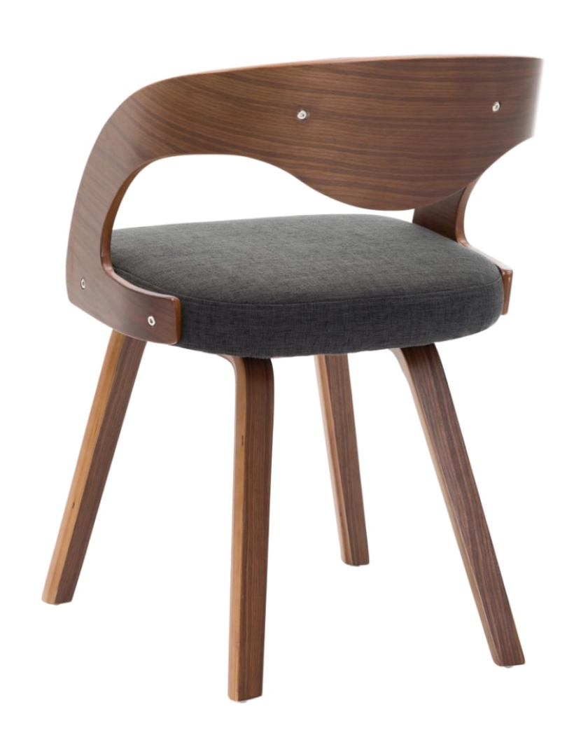 imagem de vidaXL Cadeiras jantar 2 pcs madeira curvada e tecido cinzento-escuro6