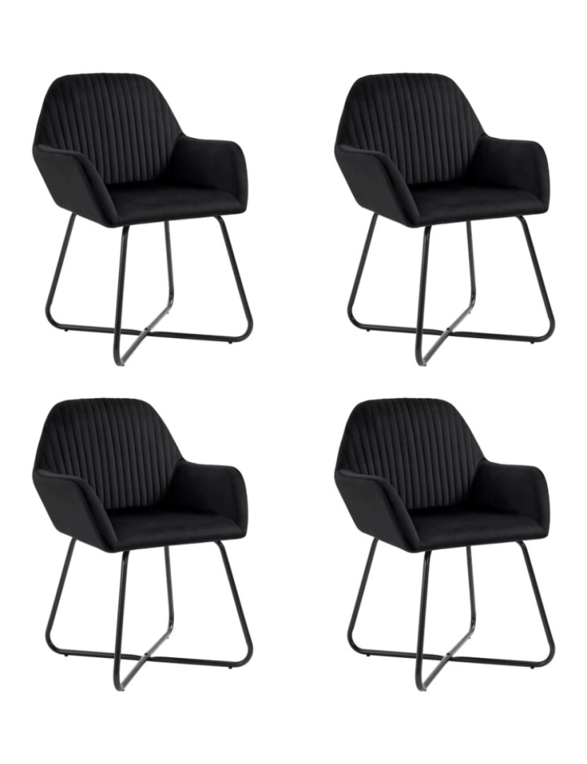imagem de vidaXL Cadeiras de jantar 4 pcs veludo preto1