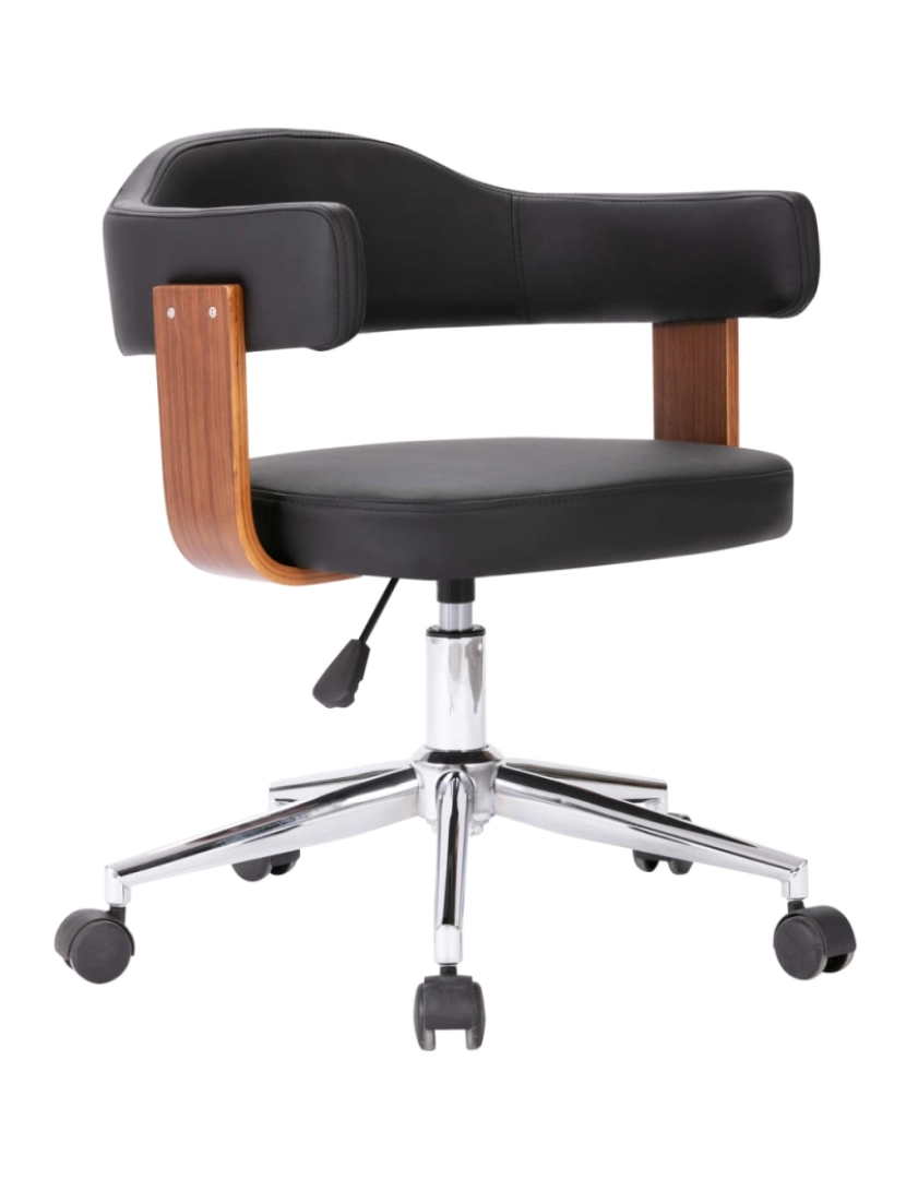 imagem de vidaXL Cadeira jantar giratória madeira curvada/couro artificial preto1