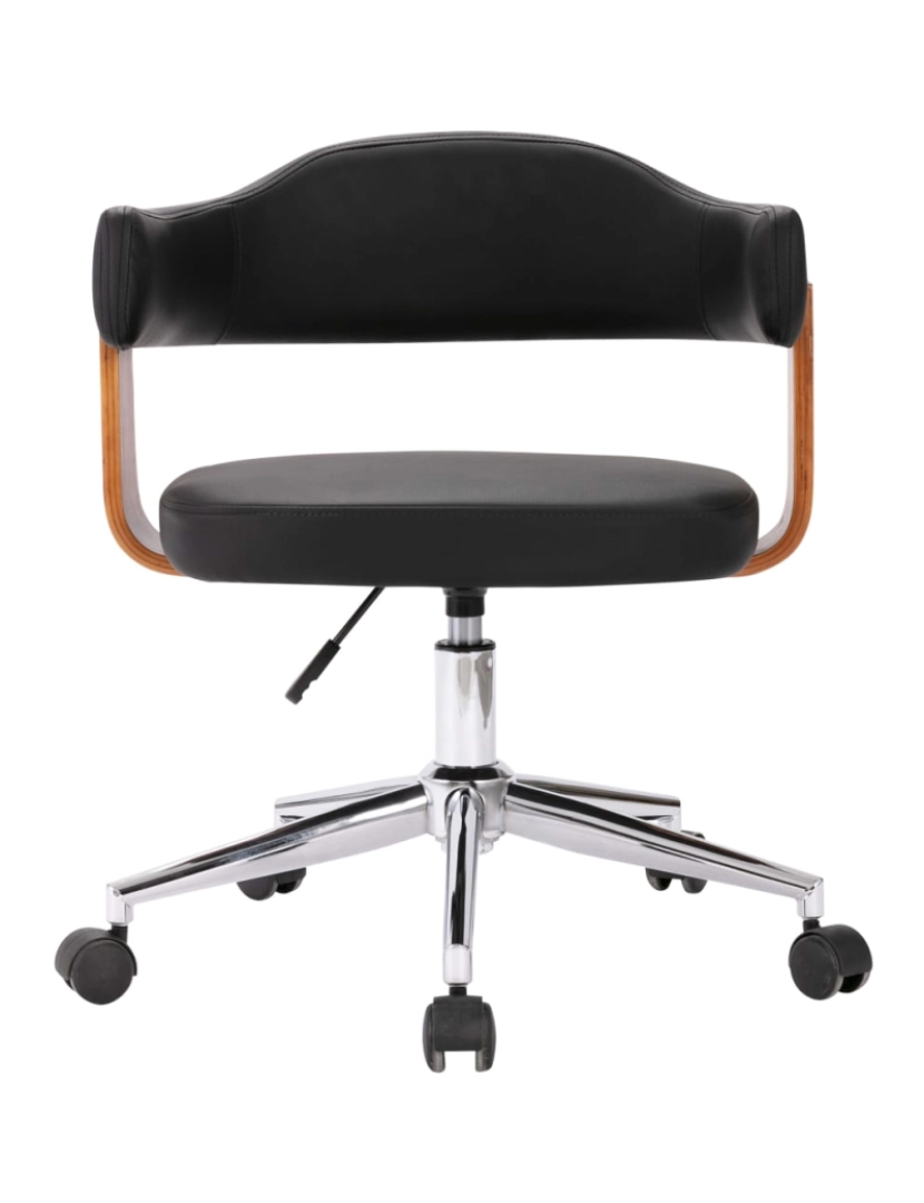 imagem de vidaXL Cadeira jantar giratória madeira curvada/couro artificial preto4