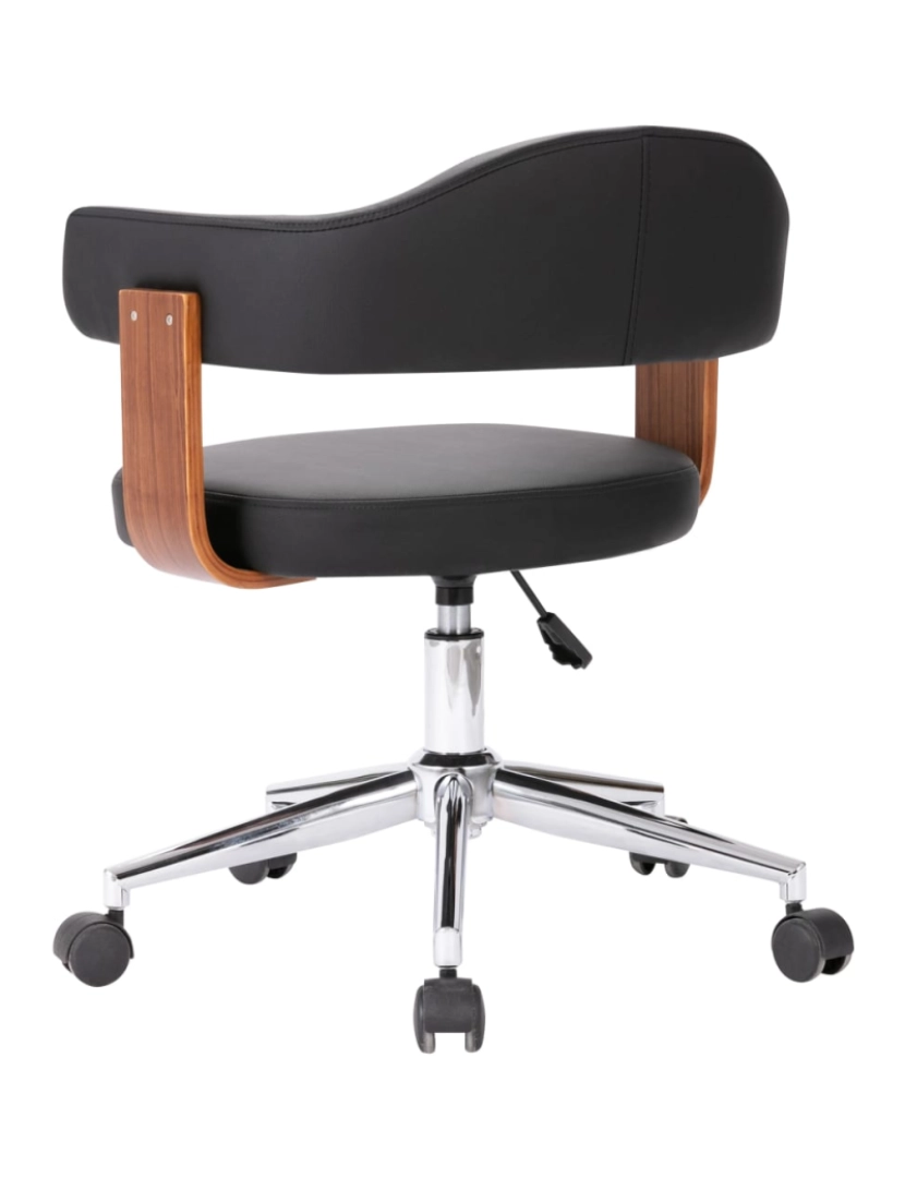 imagem de vidaXL Cadeira jantar giratória madeira curvada/couro artificial preto5