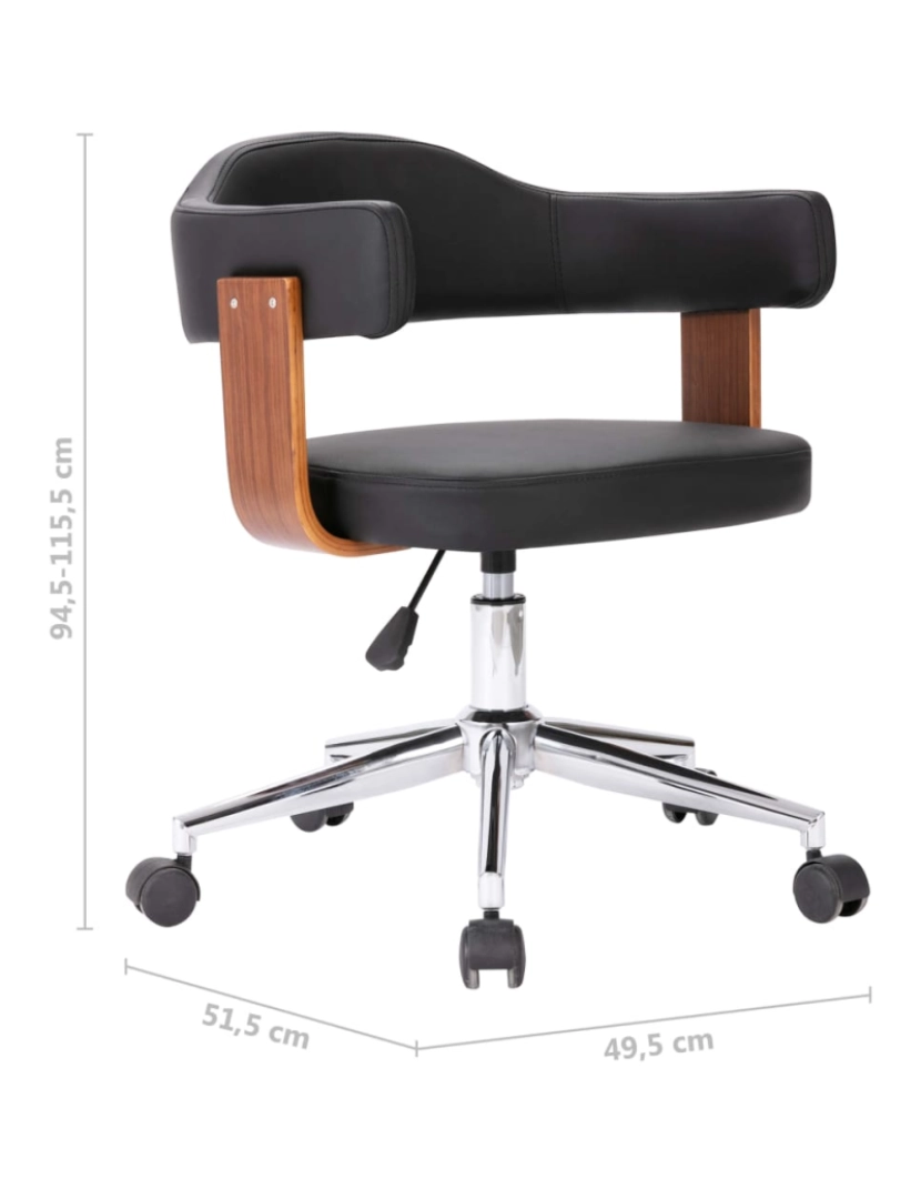 imagem de vidaXL Cadeira jantar giratória madeira curvada/couro artificial preto9