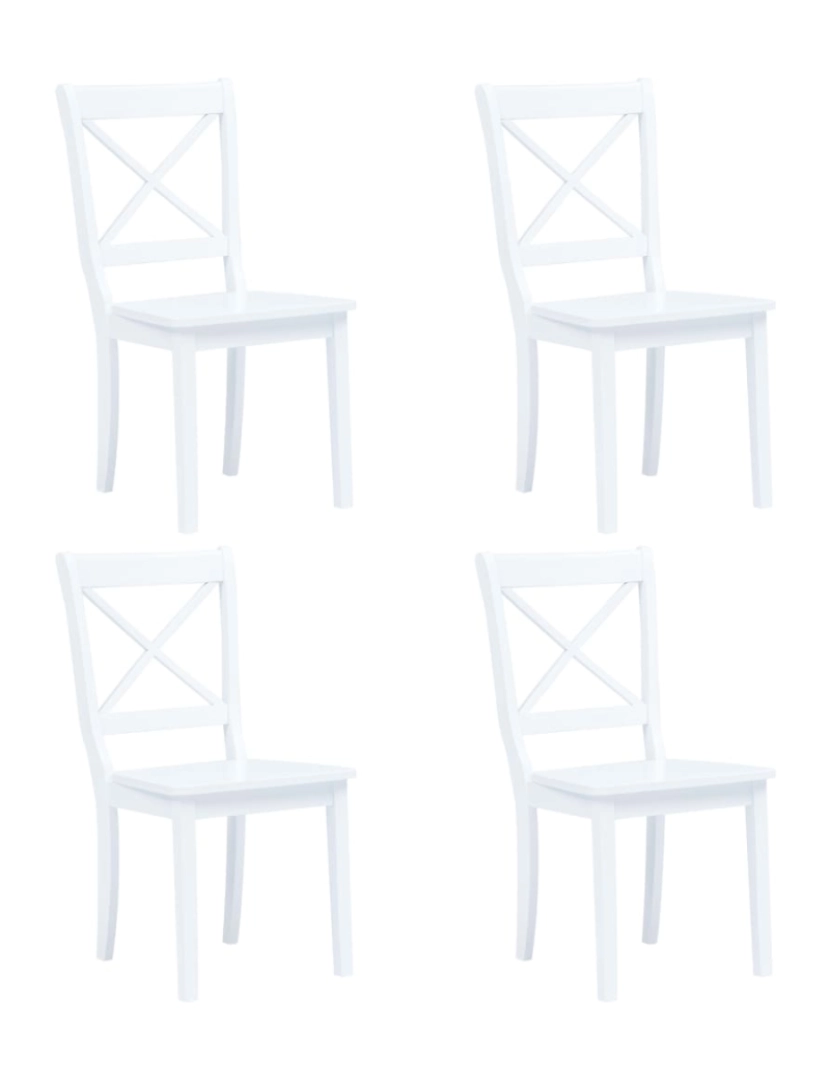 Vidaxl - vidaXL Cadeiras de jantar 4 pcs seringueira maciça branco