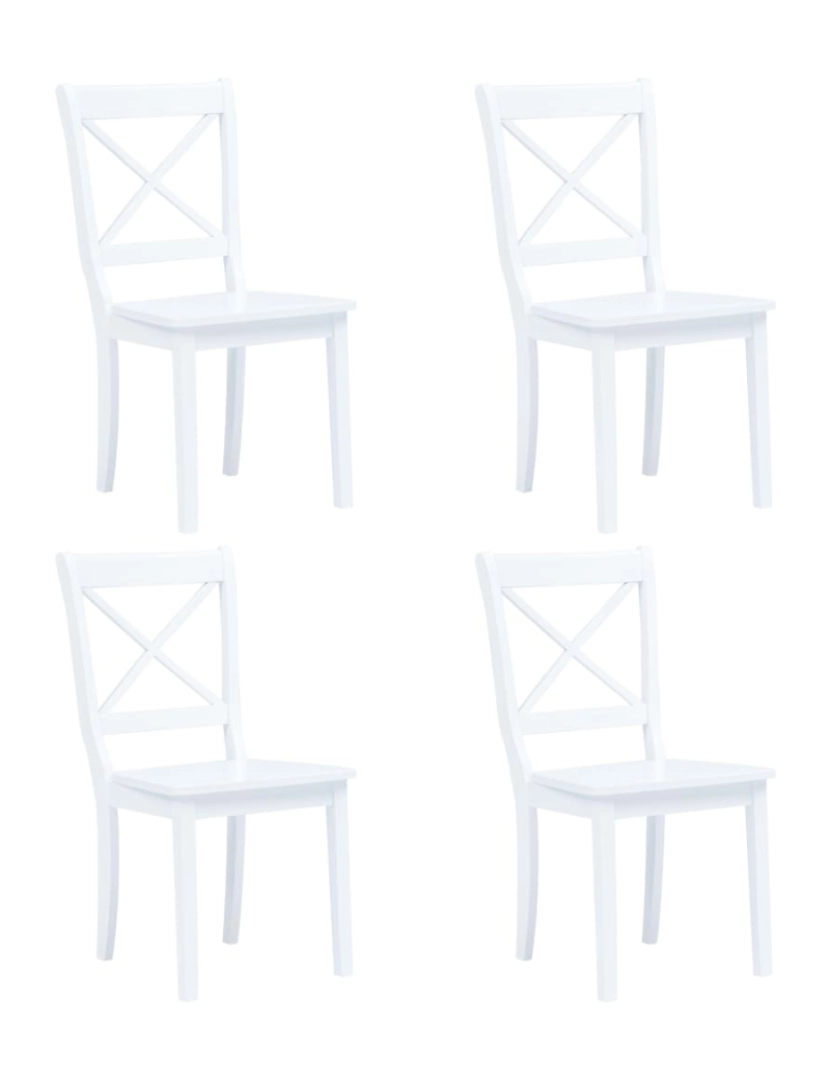 imagem de vidaXL Cadeiras de jantar 4 pcs seringueira maciça branco2