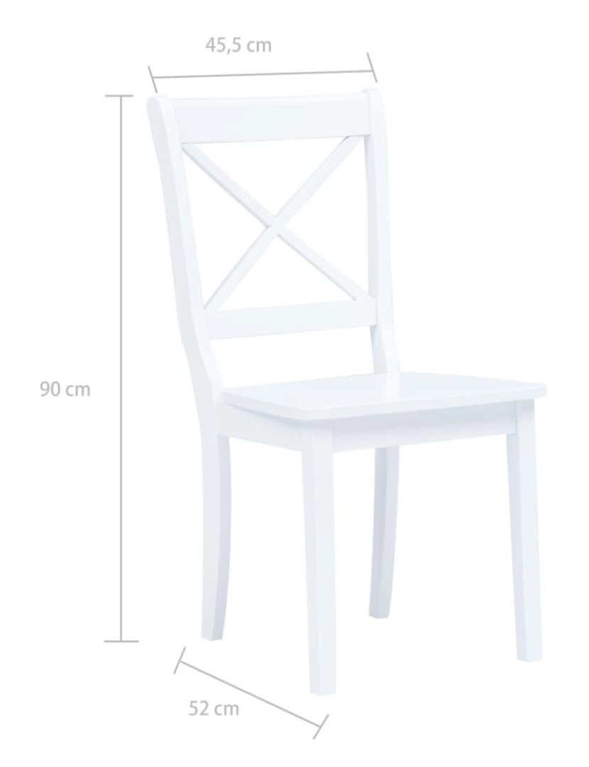 imagem de vidaXL Cadeiras de jantar 4 pcs seringueira maciça branco8