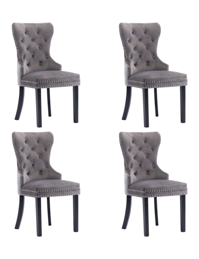imagem de vidaXL Cadeiras de jantar 4 pcs veludo cinzento1