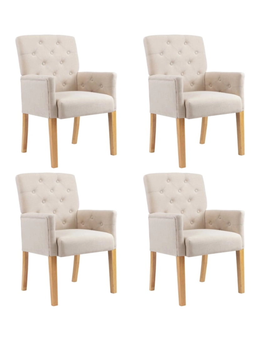 Vidaxl - vidaXL Cadeiras de jantar com apoio de braços 4 pcs tecido bege