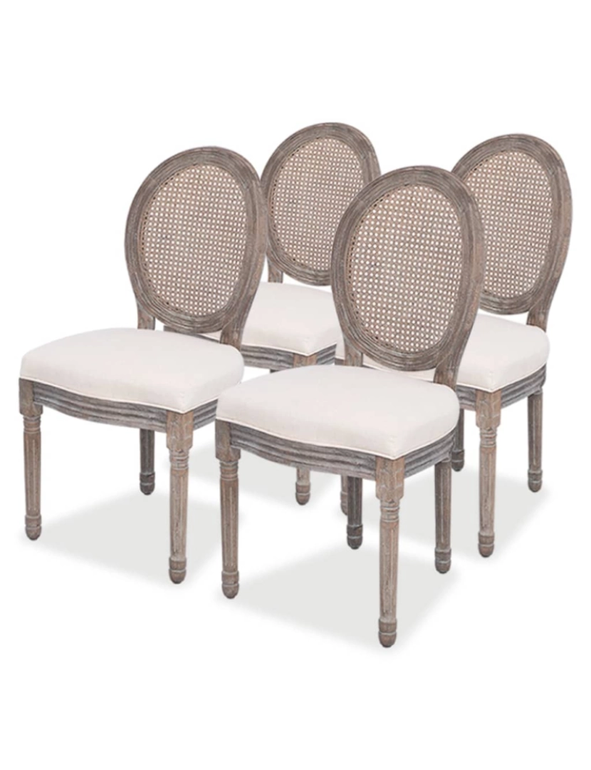 imagem de vidaXL Cadeiras de jantar 4 pcs tecido cor creme2