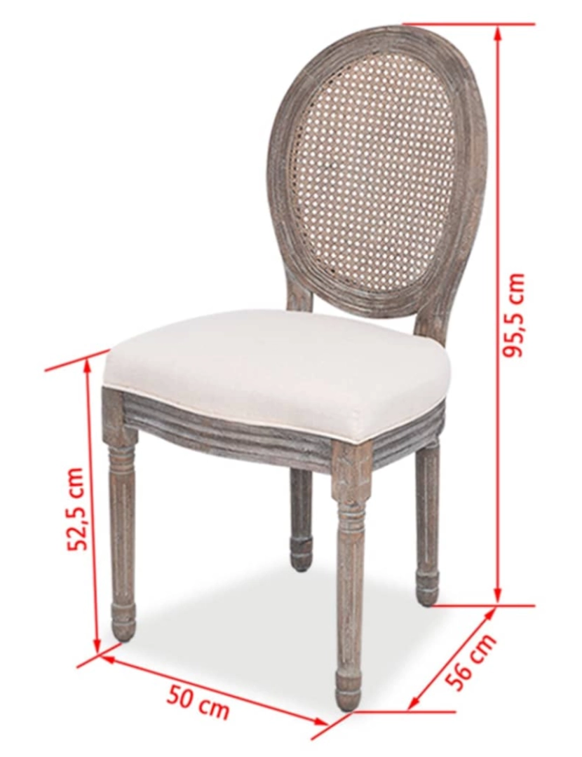 imagem de vidaXL Cadeiras de jantar 4 pcs tecido cor creme8