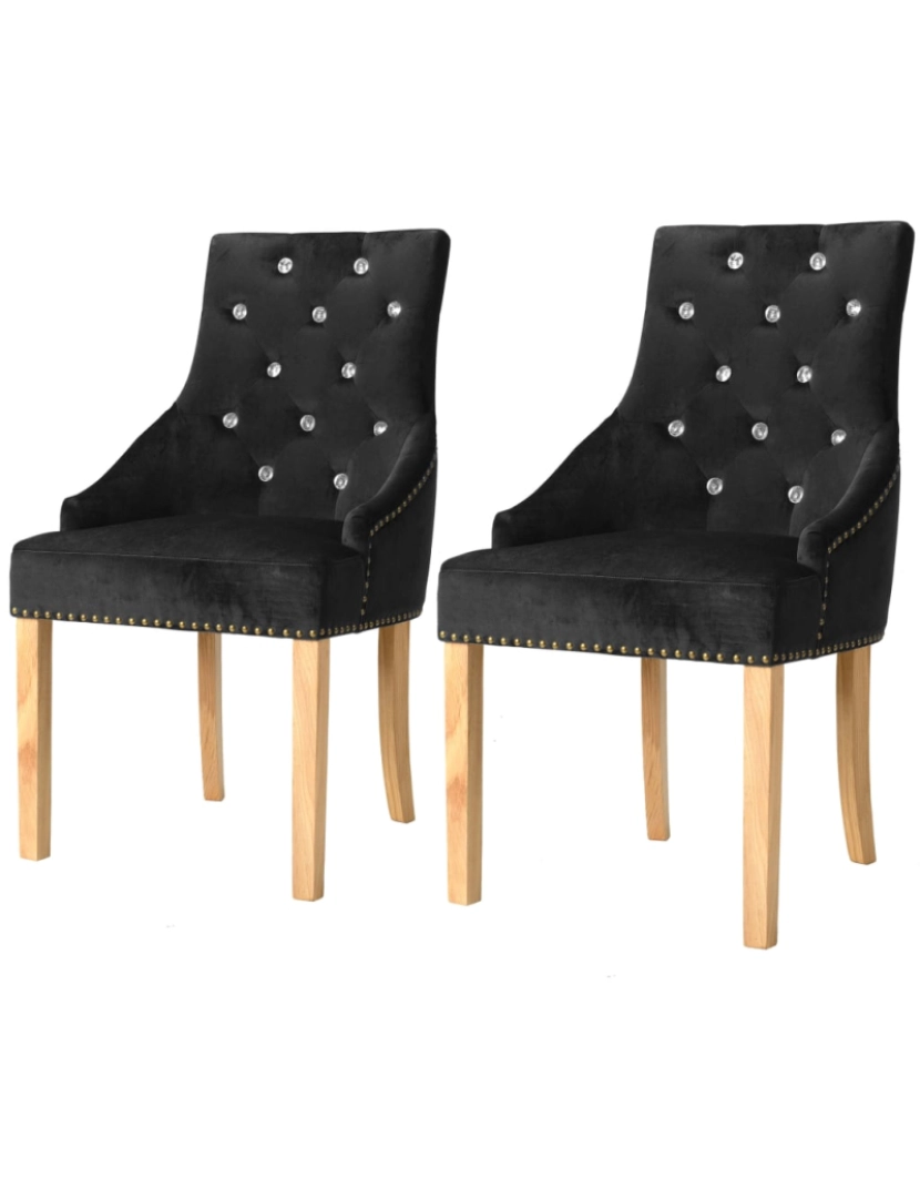 imagem de vidaXL Cadeiras de jantar 2 pcs carvalho maciço e veludo preto1