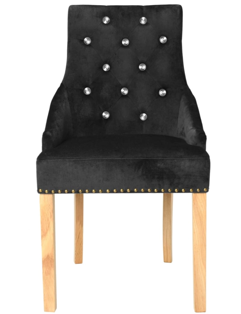 imagem de vidaXL Cadeiras de jantar 2 pcs carvalho maciço e veludo preto4