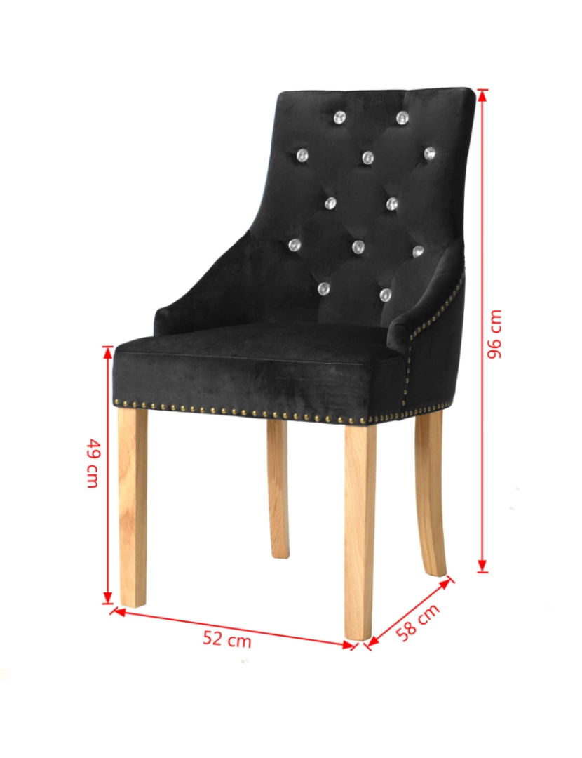 imagem de vidaXL Cadeiras de jantar 2 pcs carvalho maciço e veludo preto9