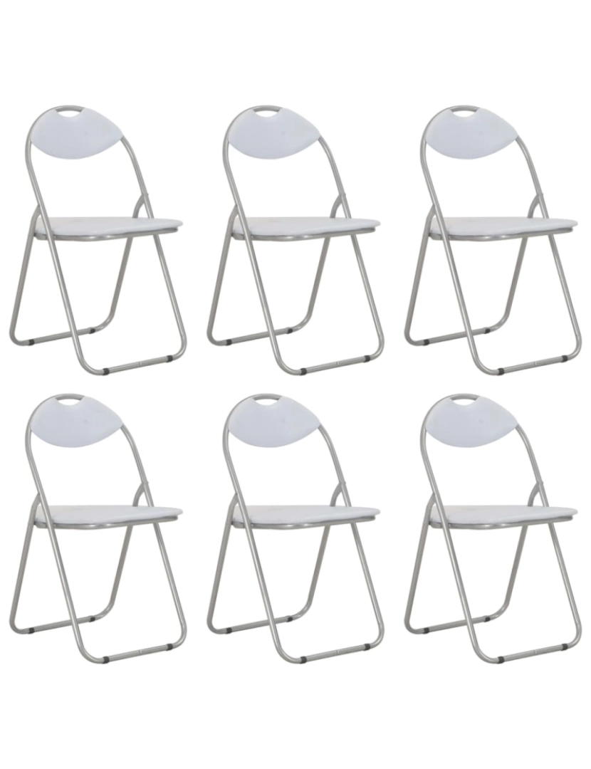 imagem de vidaXL Cadeiras de jantar dobráveis 6 pcs couro artificial branco2